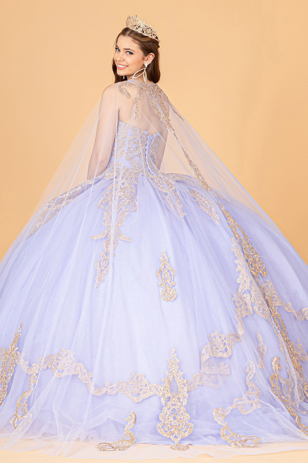 Cape Strapless Glitter Ball Gown by Elizabeth K GL3078 - product image 6