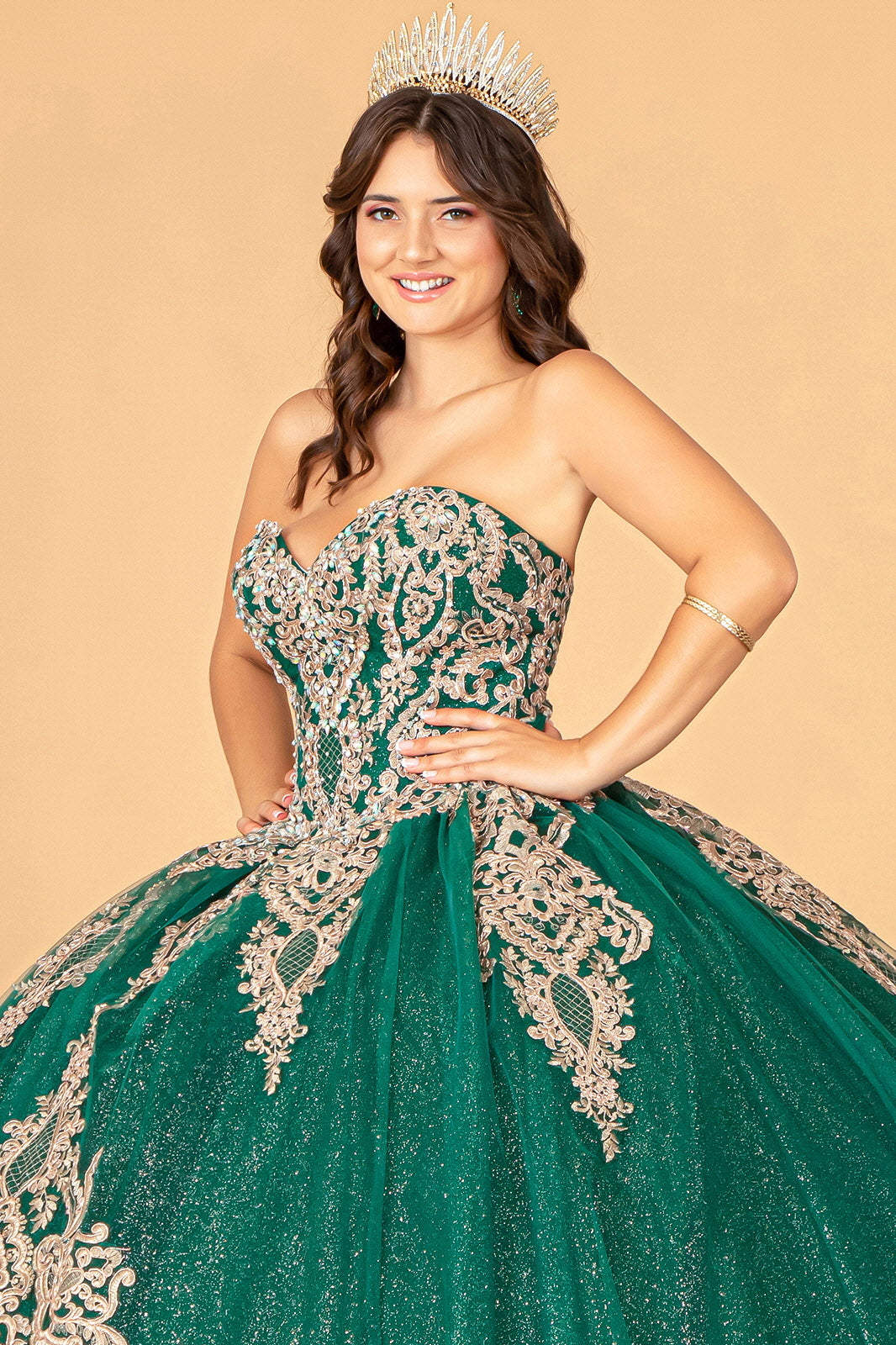 Cape Strapless Glitter Ball Gown by Elizabeth K GL3078 - product image 12