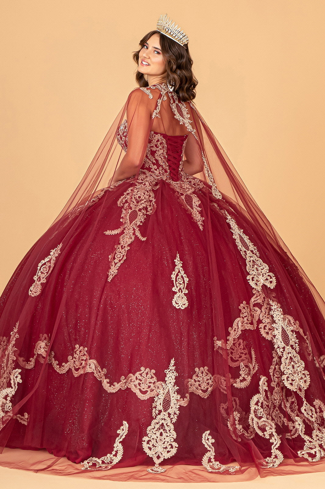 Cape Strapless Glitter Ball Gown by Elizabeth K GL3078 - product image 19