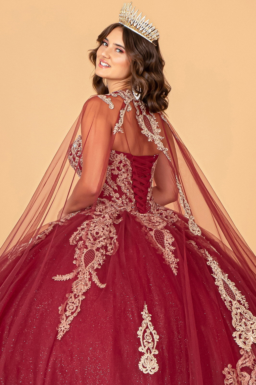 Cape Strapless Glitter Ball Gown by Elizabeth K GL3078 - product image 23