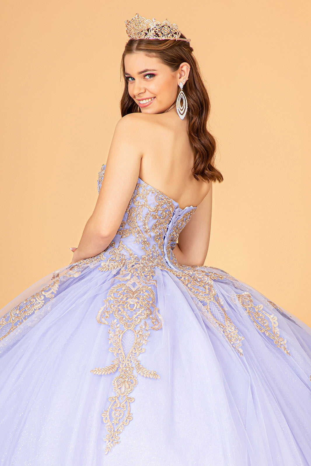 Cape Strapless Glitter Ball Gown by Elizabeth K GL3078 - product image 9