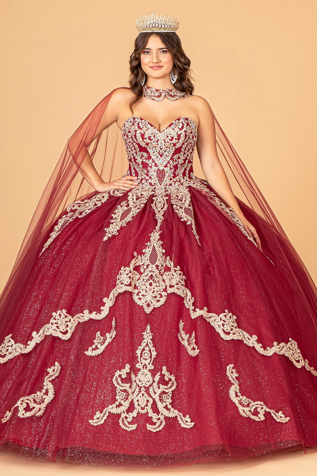 Cape Strapless Glitter Ball Gown by Elizabeth K GL3078 - product image 18