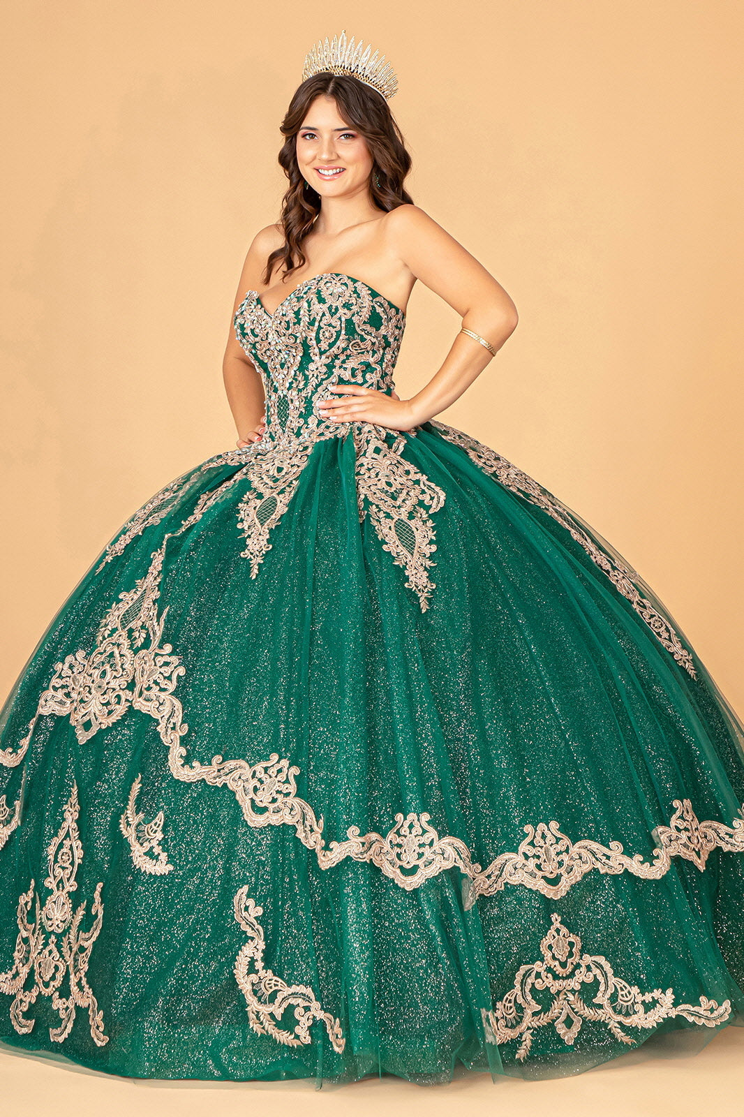 Cape Strapless Glitter Ball Gown by Elizabeth K GL3078 - product image 10