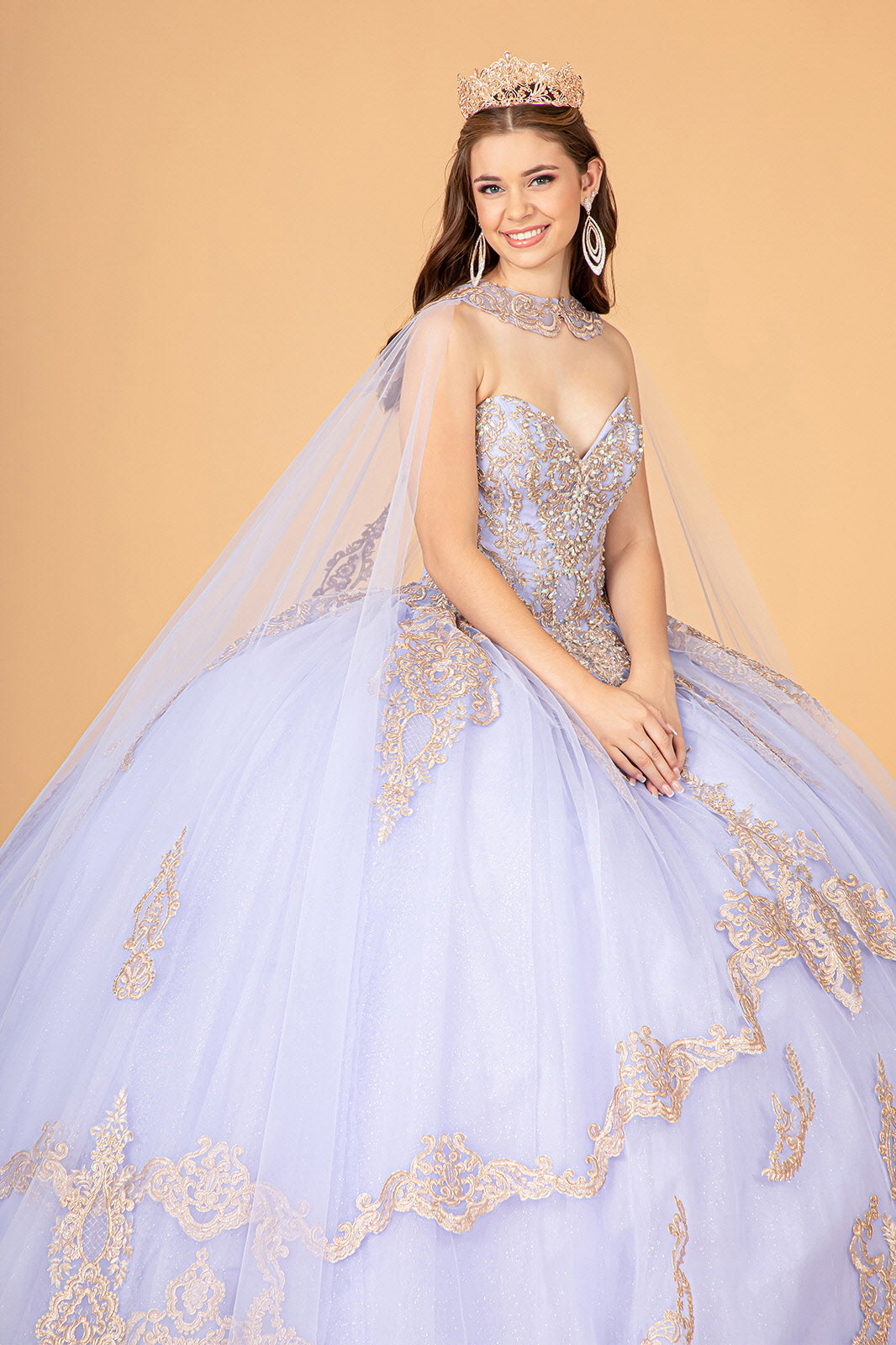 Cape Strapless Glitter Ball Gown by Elizabeth K GL3078 - product image 5