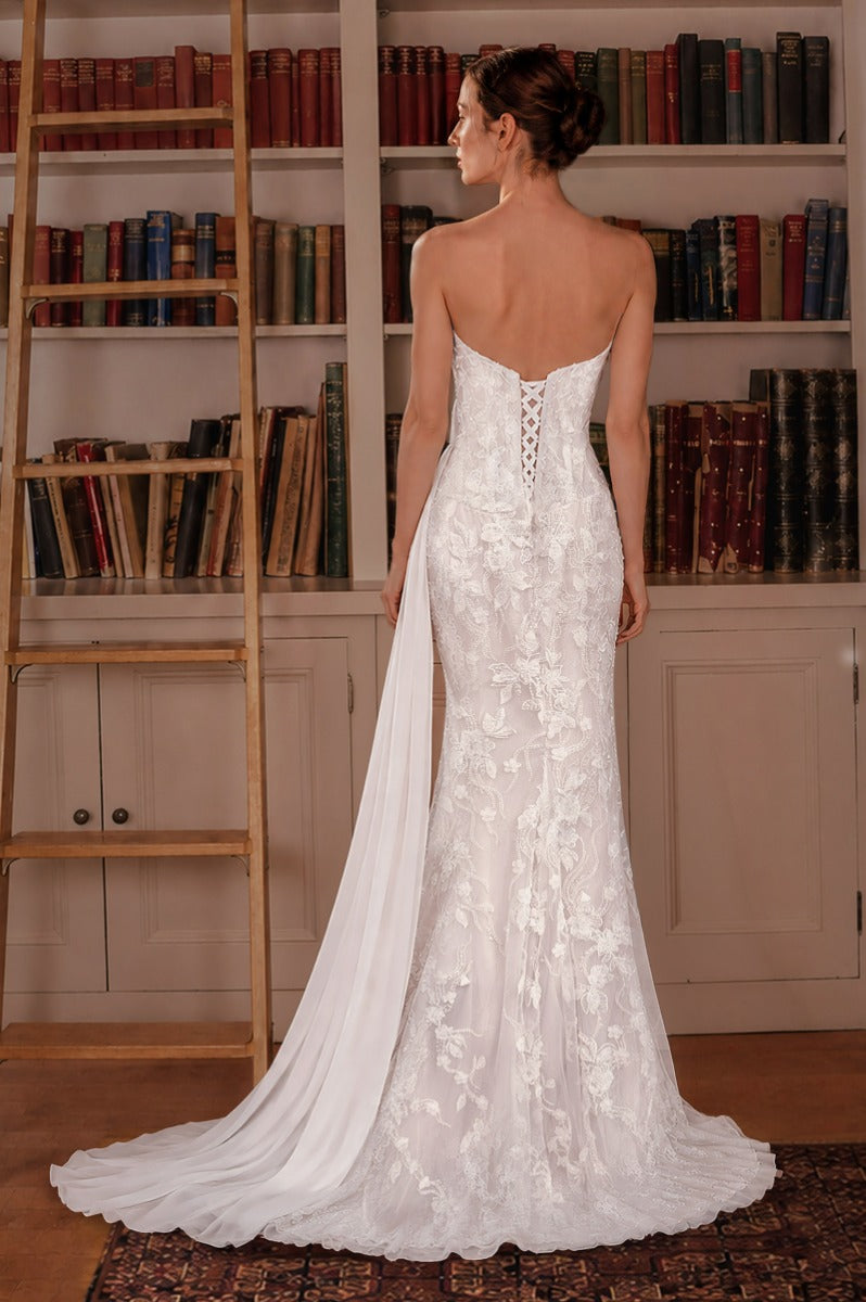 Fitted Bridal Gown with Lace Applique by Ladivine CB168W