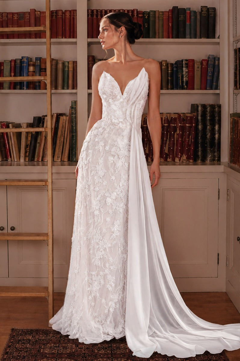 Fitted Bridal Gown with Lace Applique by Ladivine CB168W