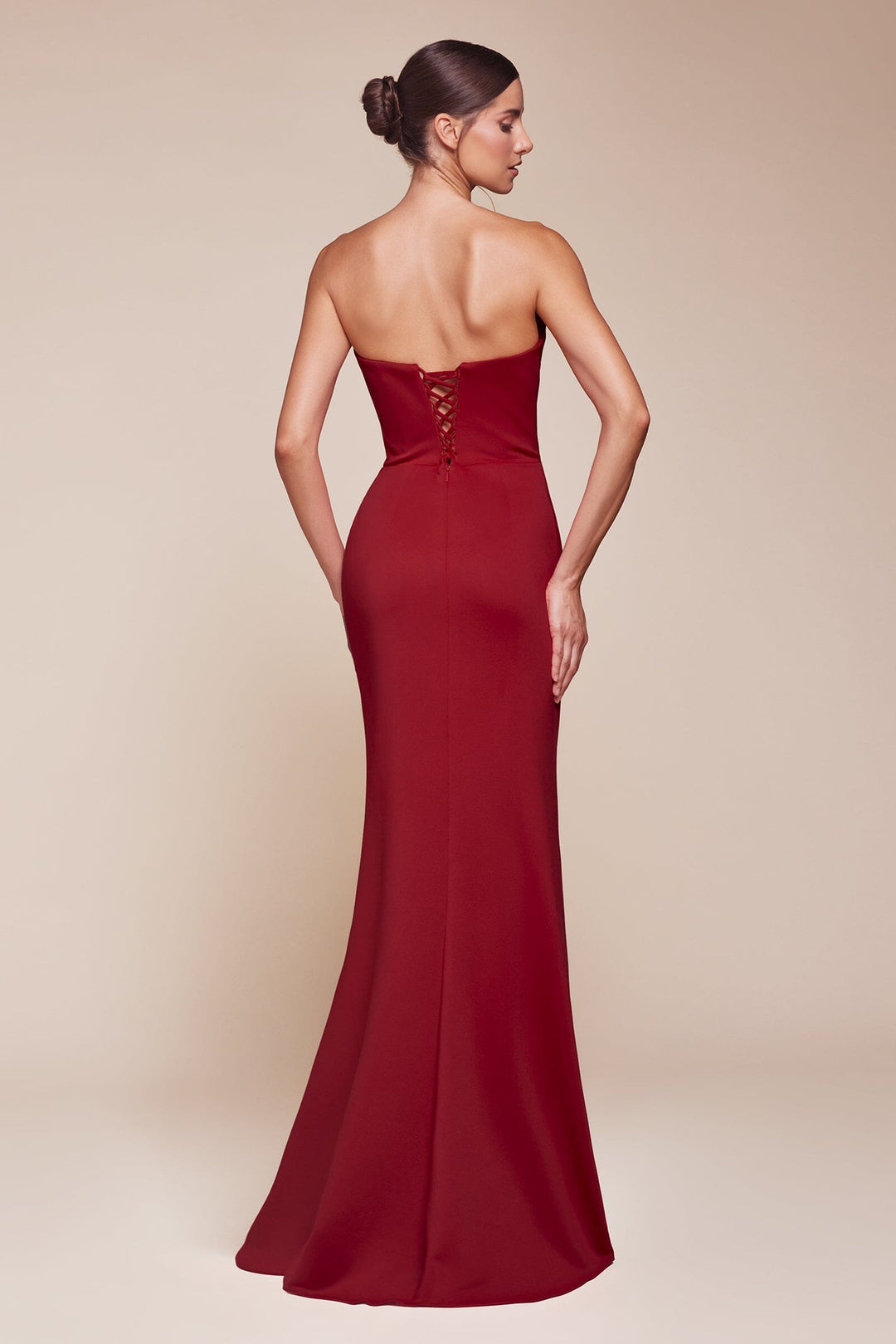 Chiffon Strapless Slit Gown by Ladivine CD355 - image 2