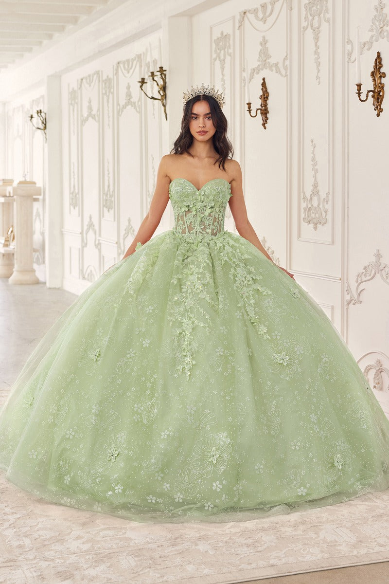 Cinderella Divine 15719 quinceañera gown SAGE