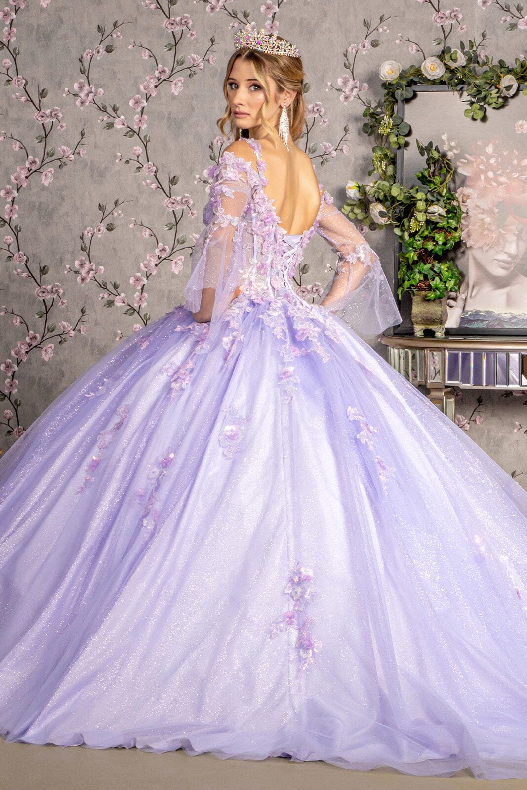 Cold Shoulder Bell Sleeve Ball Gown by GLS Gloria GL3484 - product image 2