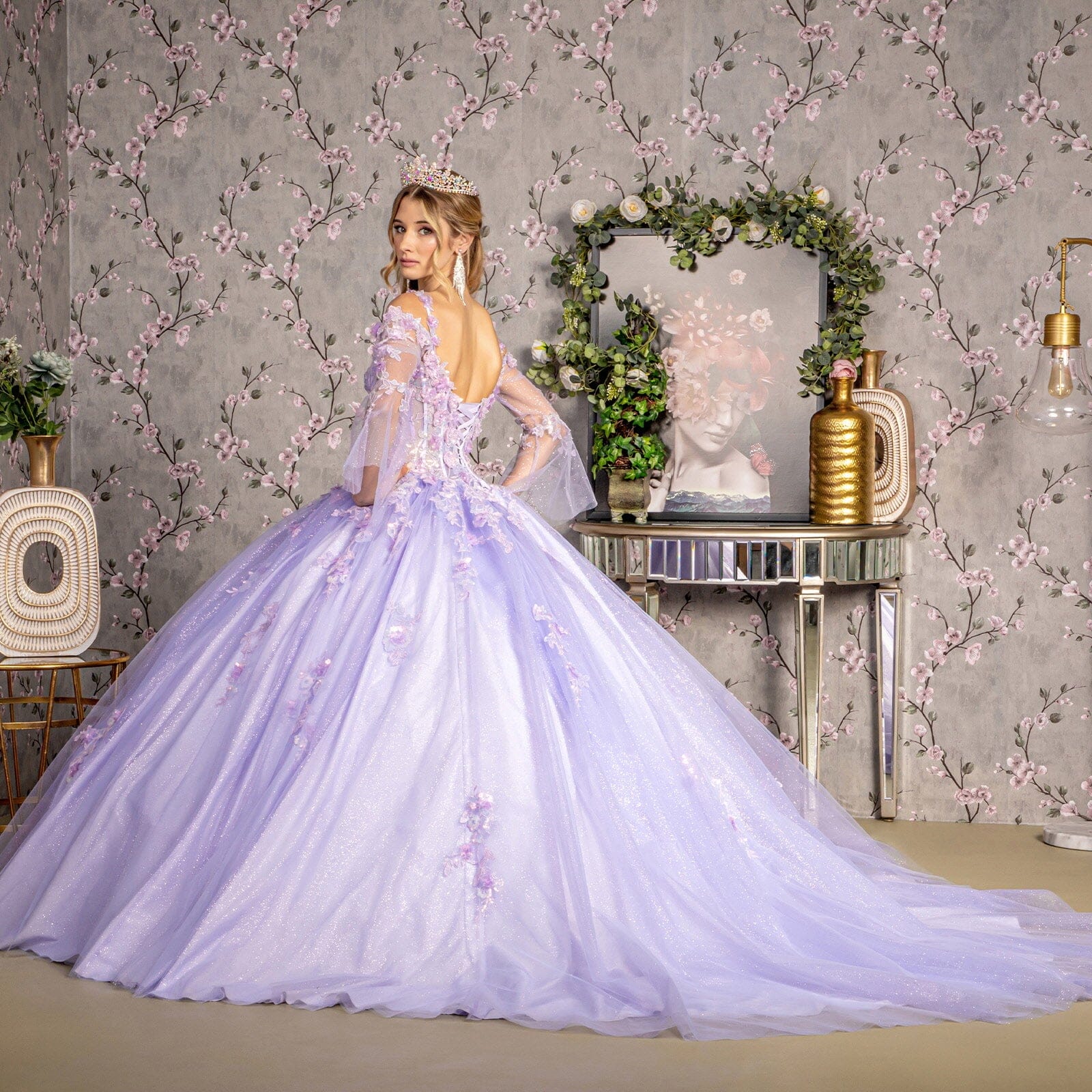 Cold Shoulder Bell Sleeve Ball Gown by GLS Gloria GL3484 - product image 6