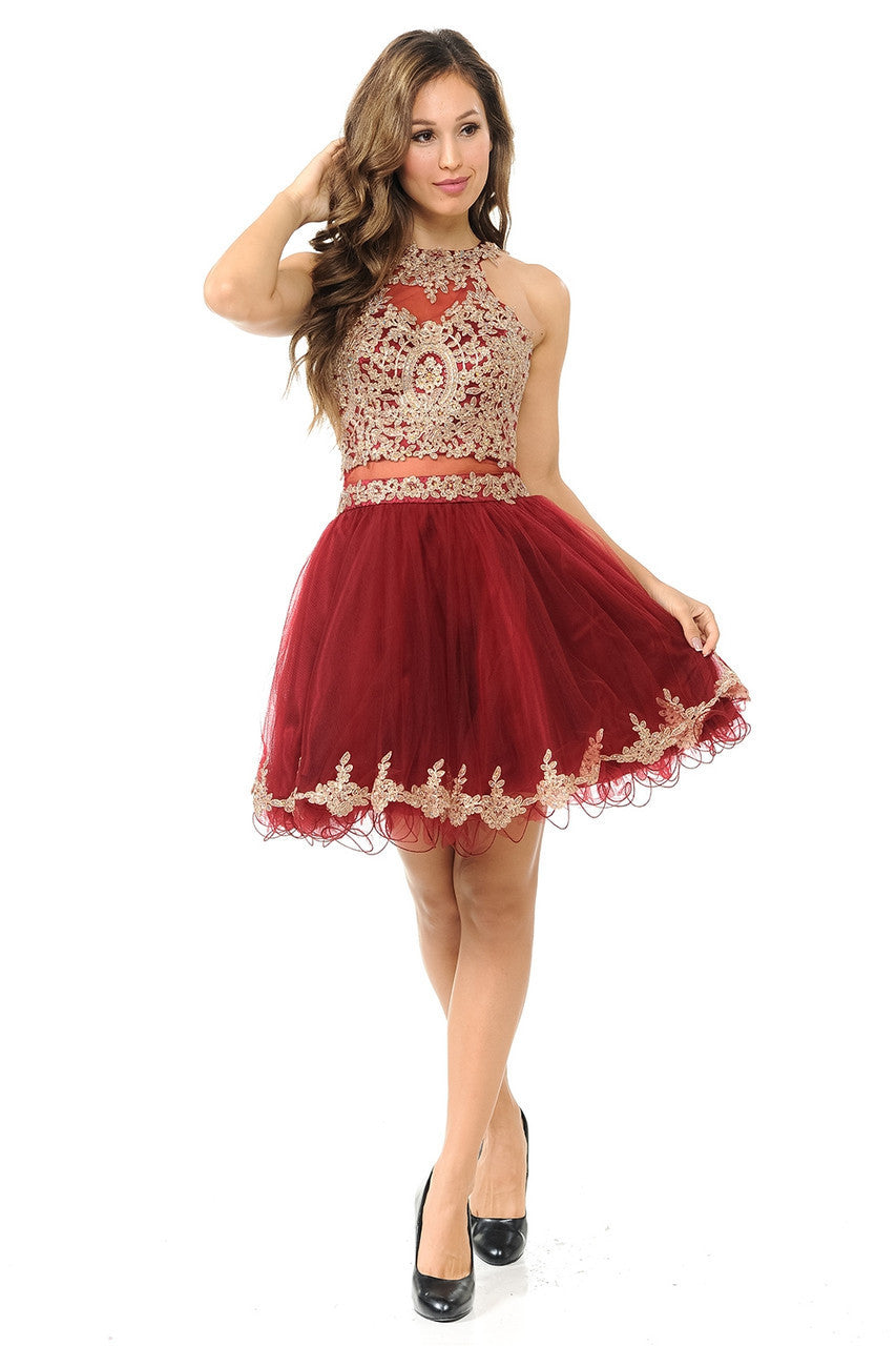 Applique Short Halter A-line Dress by Lenovia 8015 - product image 2