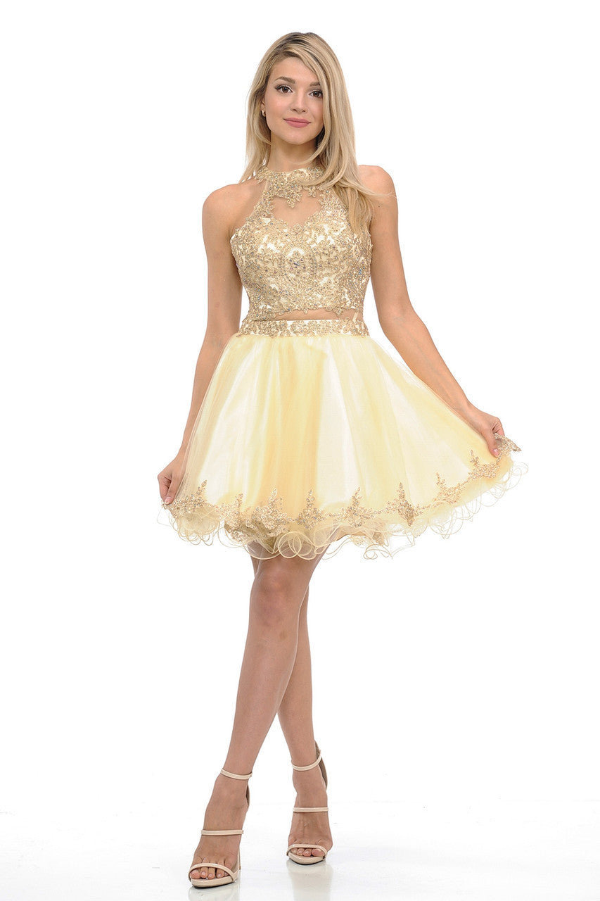 Applique Short Halter A-line Dress by Lenovia 8015 - product image 1
