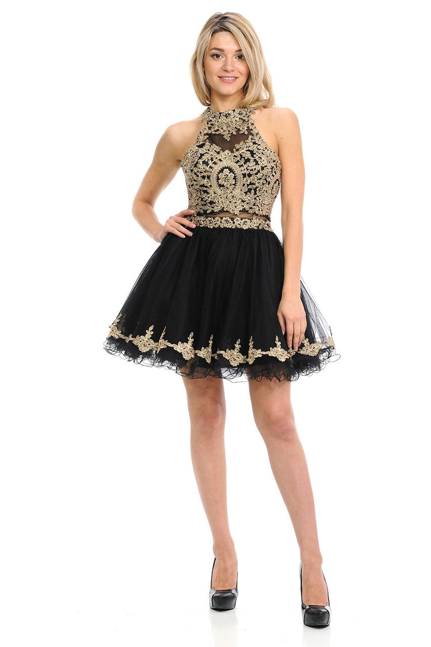 Applique Short Halter A-line Dress by Lenovia 8015 - product image 4