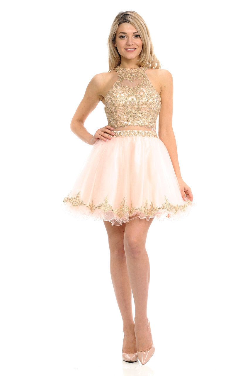 Applique Short Halter A-line Dress by Lenovia 8015 - product image 5