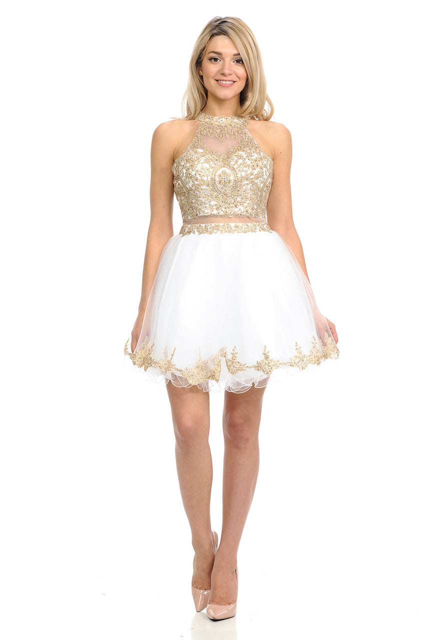 Applique Short Halter A-line Dress by Lenovia 8015 - product image 3