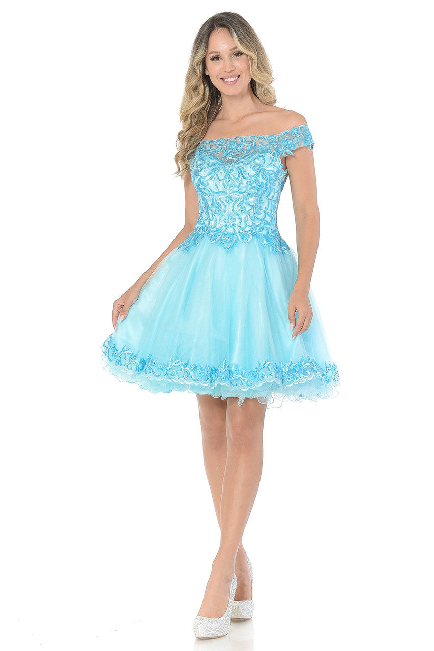 Embroidered Short Off Shoulder Dress by Lenovia 8141 - product image 2