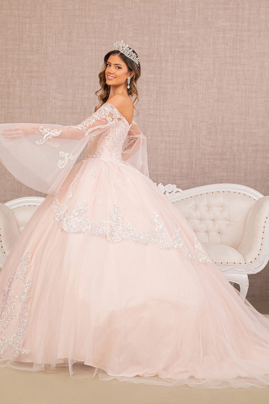 Embroidered Bell Sleeve Ball Gown by Elizabeth K GL3109 - product image 8