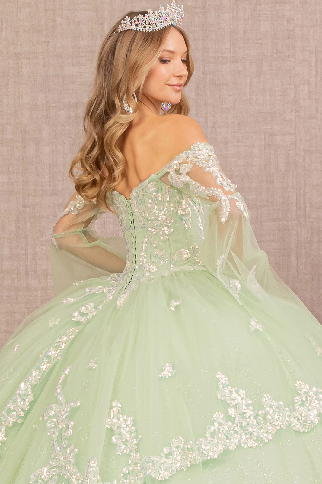 Embroidered Bell Sleeve Ball Gown by Elizabeth K GL3109 - product image 5