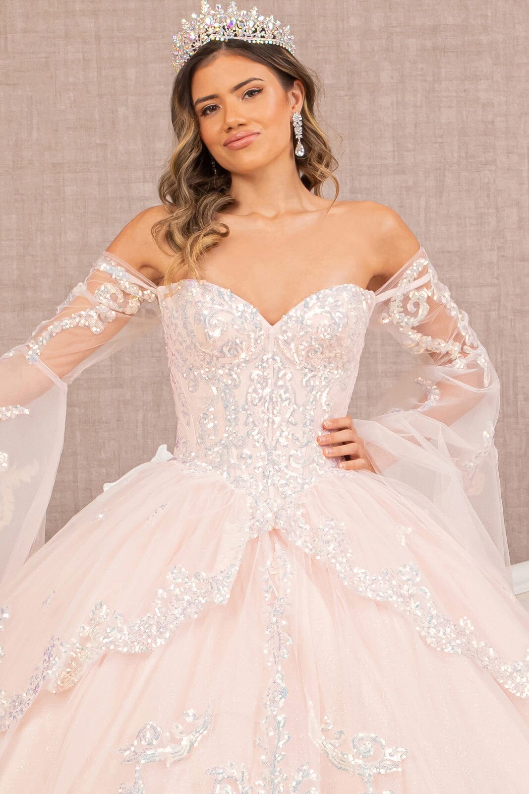 Embroidered Bell Sleeve Ball Gown by Elizabeth K GL3109 - product image 9