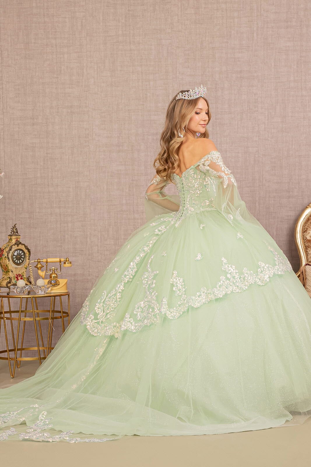 Embroidered Bell Sleeve Ball Gown by Elizabeth K GL3109 - product image 2