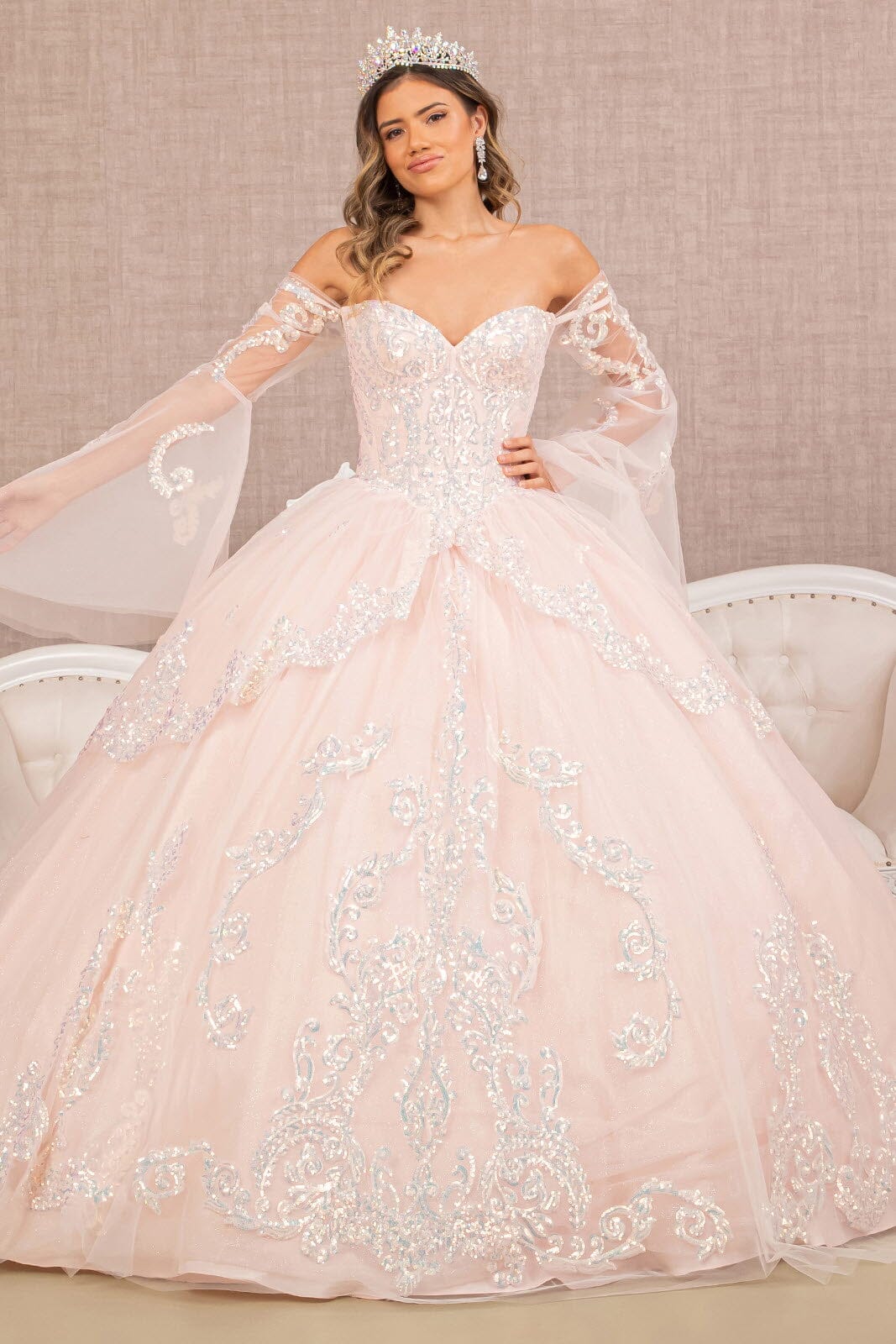 Embroidered Bell Sleeve Ball Gown by Elizabeth K GL3109 - product image 7