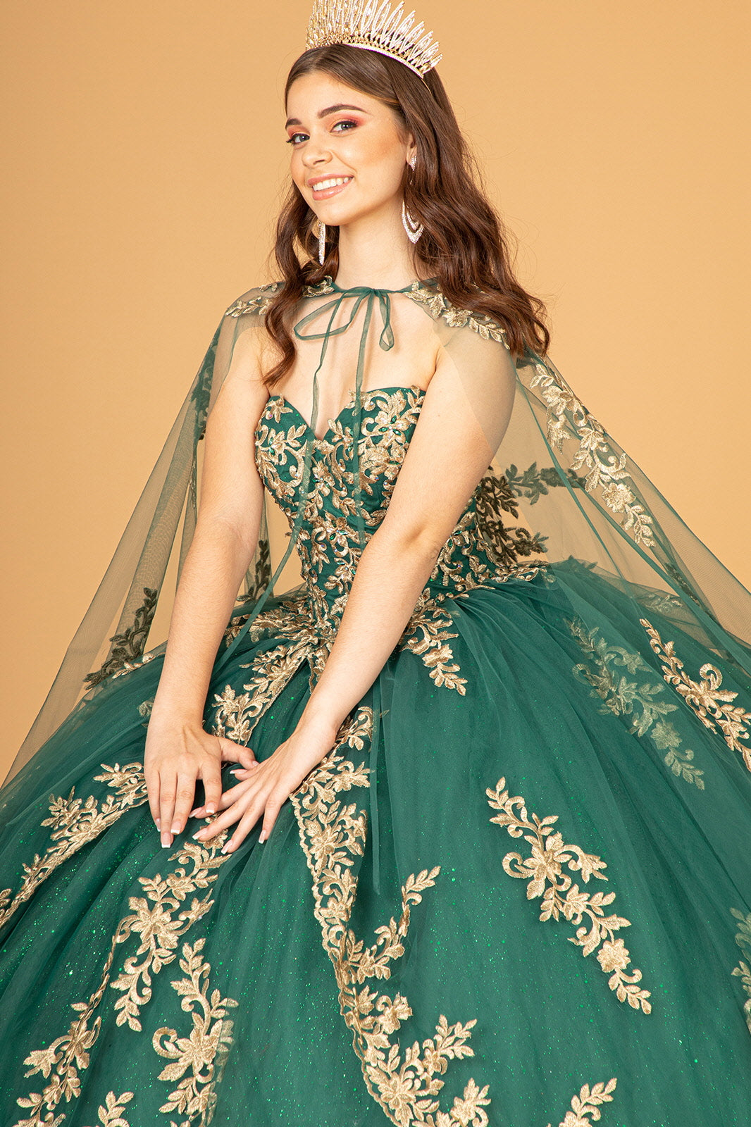 Embroidered Cape Ball Gown by Elizabeth K GL3016 - product image 8