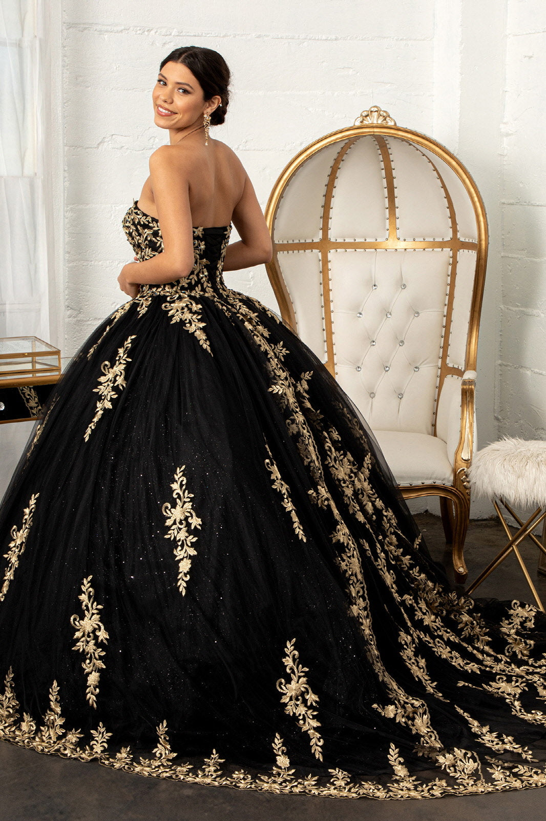 Embroidered Cape Ball Gown by Elizabeth K GL3016 - product image 3