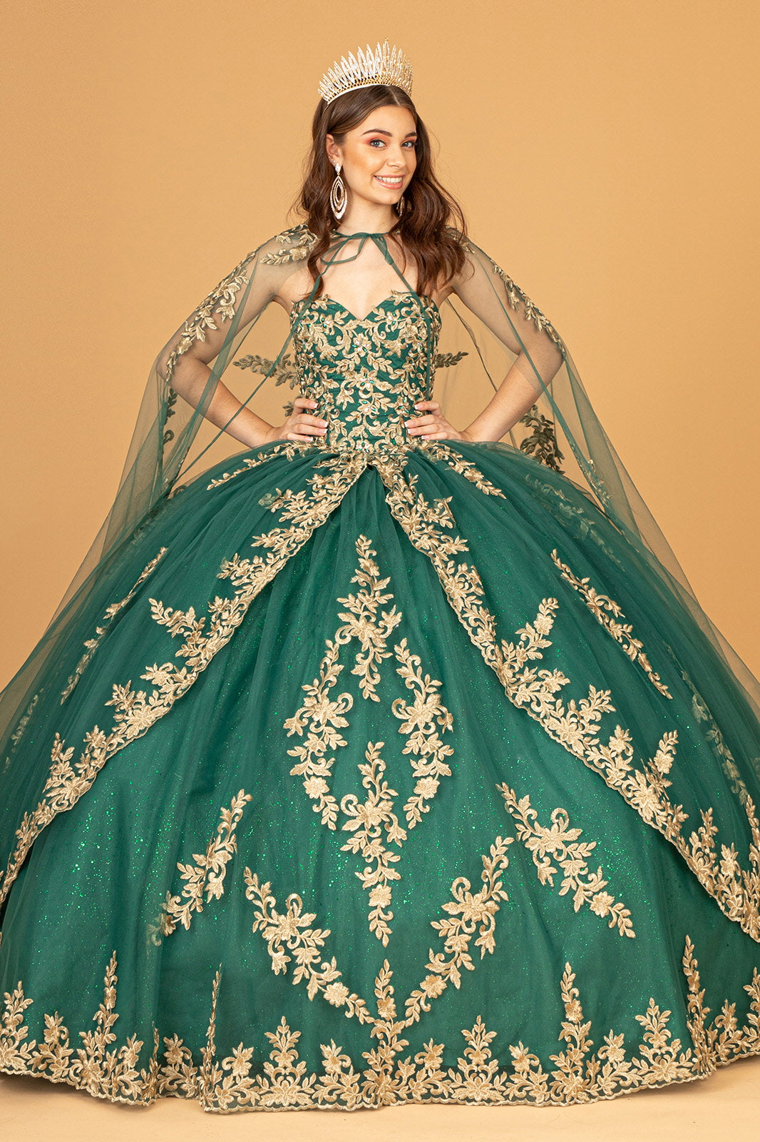 Embroidered Cape Ball Gown by Elizabeth K GL3016 - product image 6