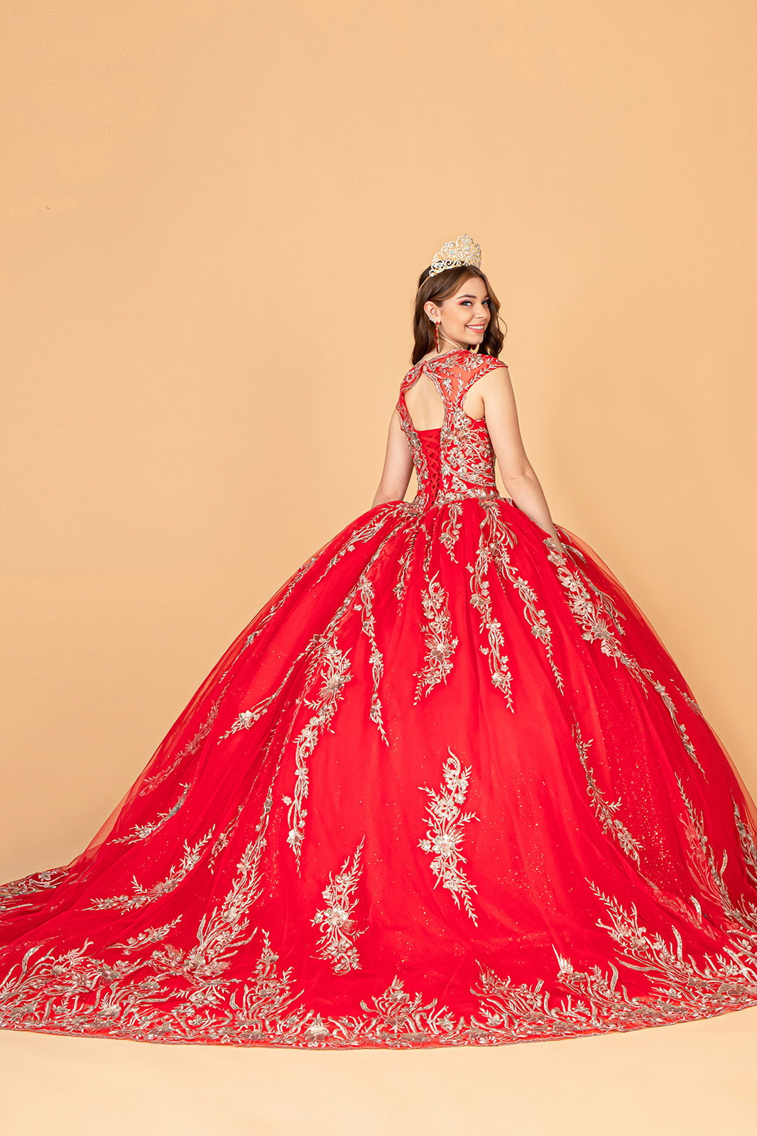 Embroidered Cape Ball Gown by Elizabeth K GL3076 - product image 6
