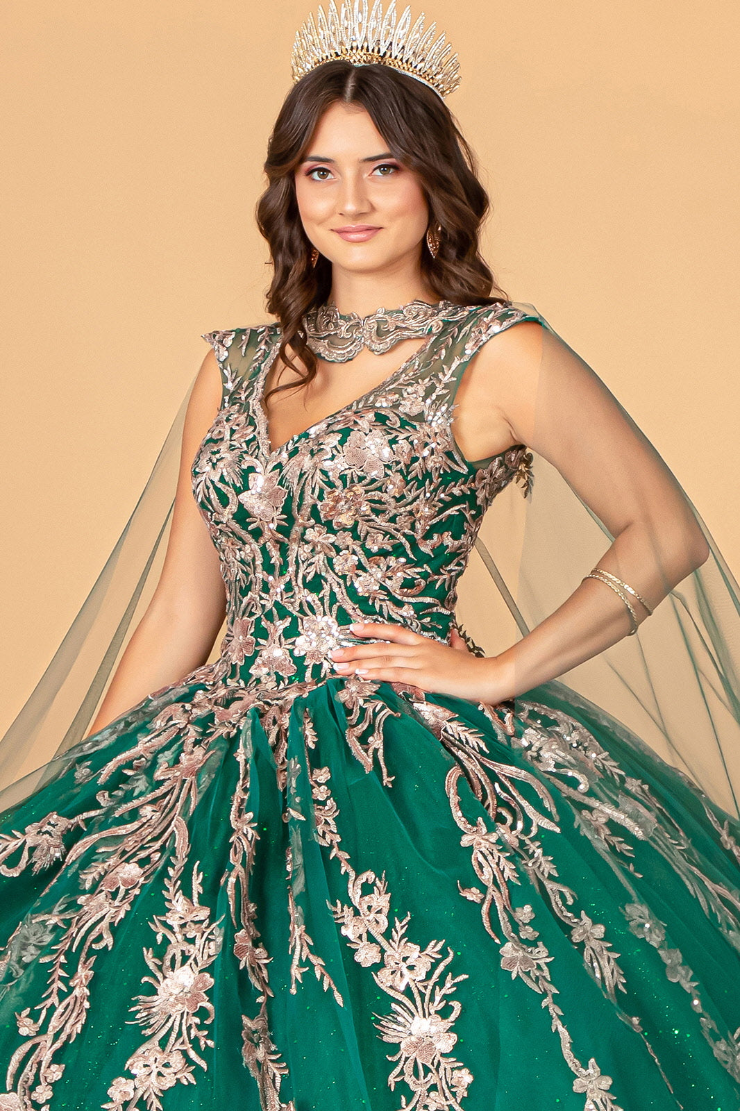Embroidered Cape Ball Gown by Elizabeth K GL3076 - product image 12