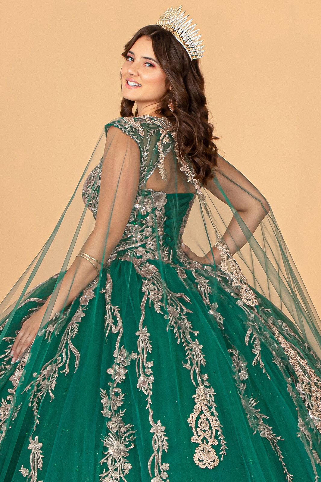 Embroidered Cape Ball Gown by Elizabeth K GL3076 - product image 13