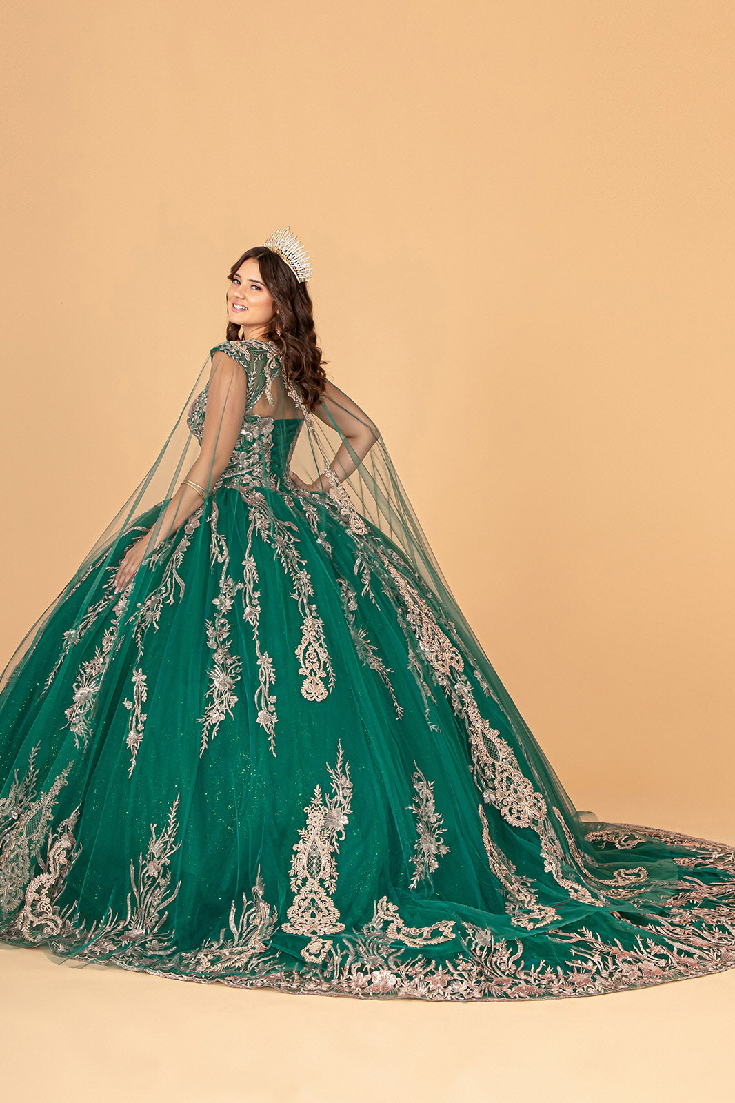 Embroidered Cape Ball Gown by Elizabeth K GL3076 - product image 11