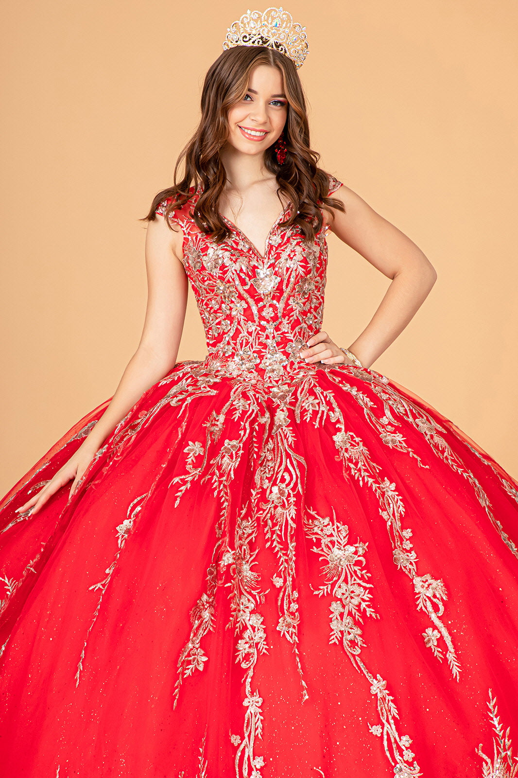 Embroidered Cape Ball Gown by Elizabeth K GL3076 - product image 8