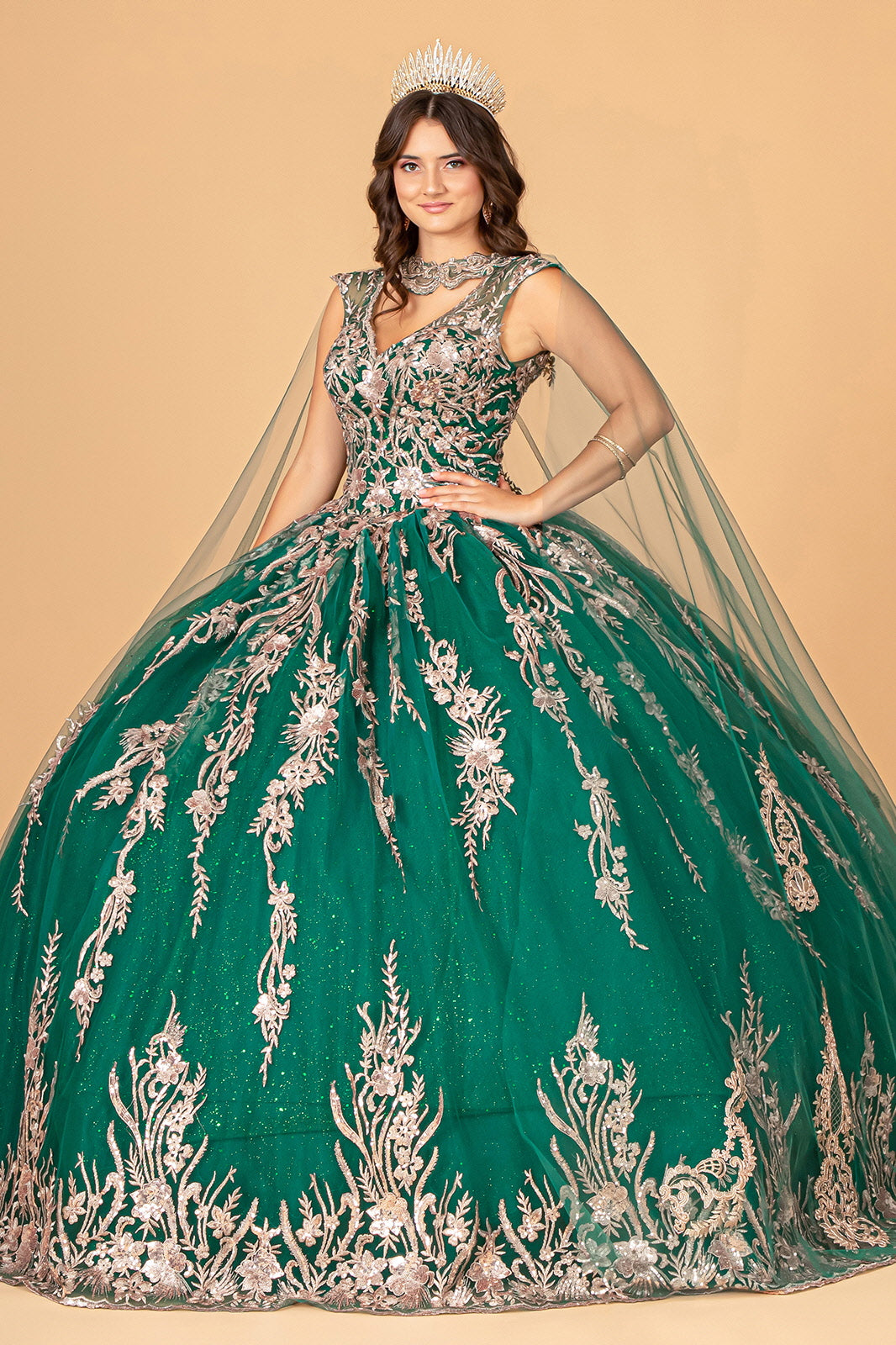 Embroidered Cape Ball Gown by Elizabeth K GL3076 - product image 10