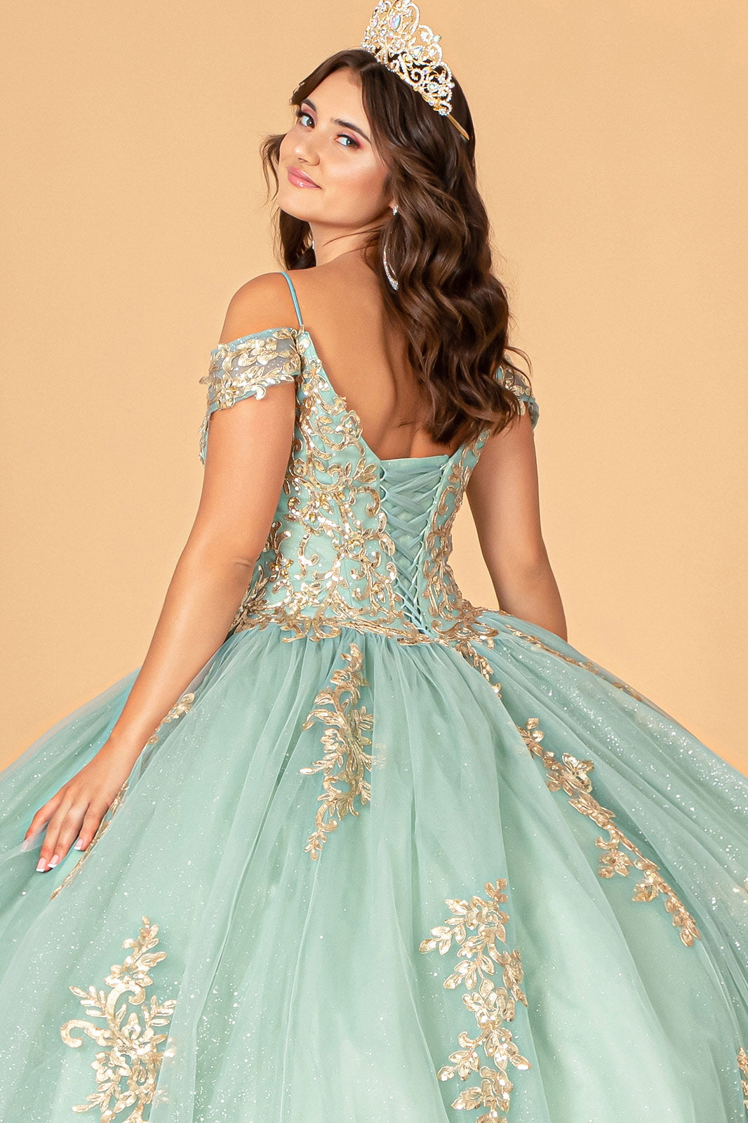 Embroidered Cold Shoulder Ball Gown by Elizabeth K GL3100 - product image 4