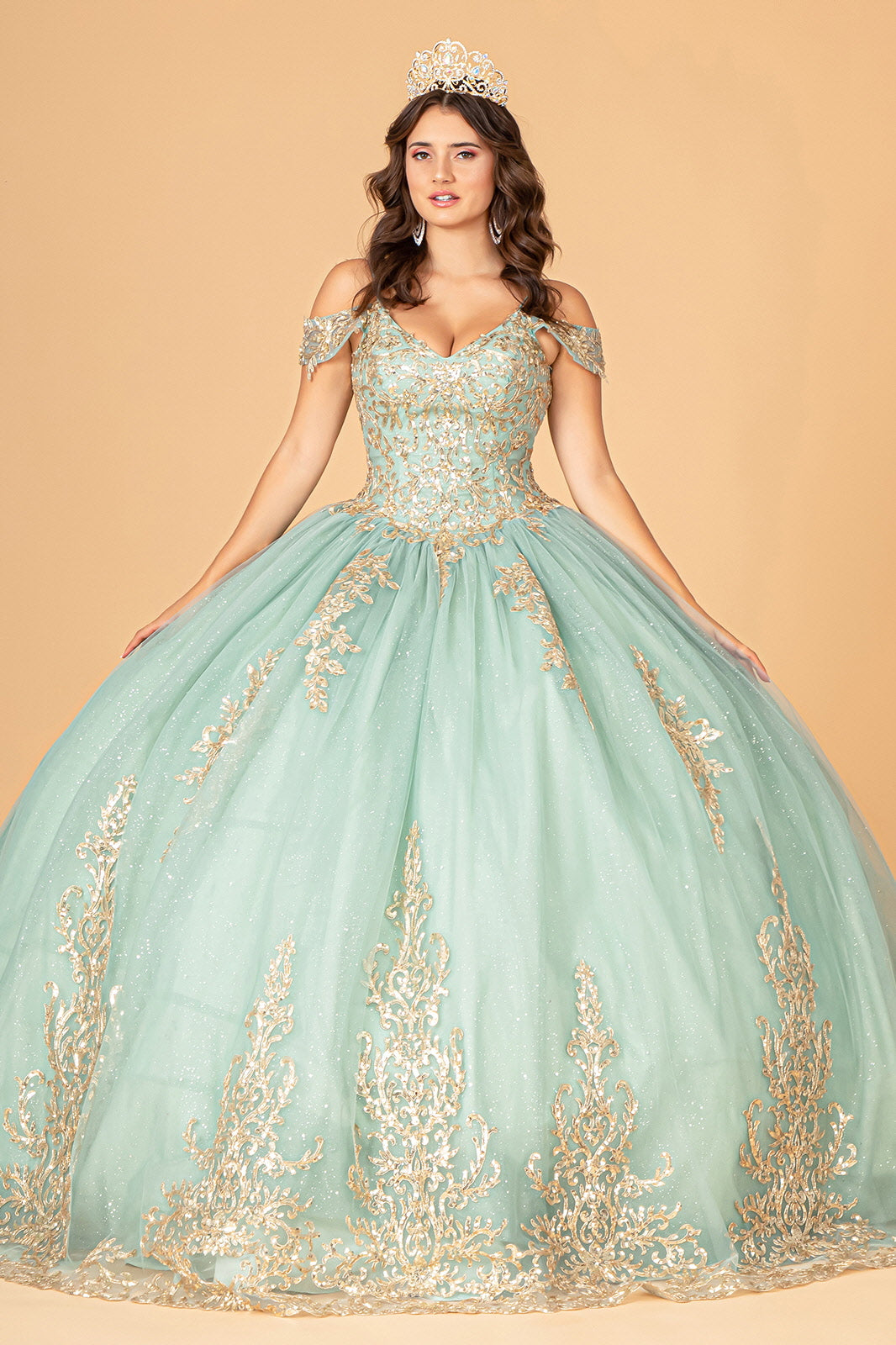 Embroidered Cold Shoulder Ball Gown by Elizabeth K GL3100 - product image 1