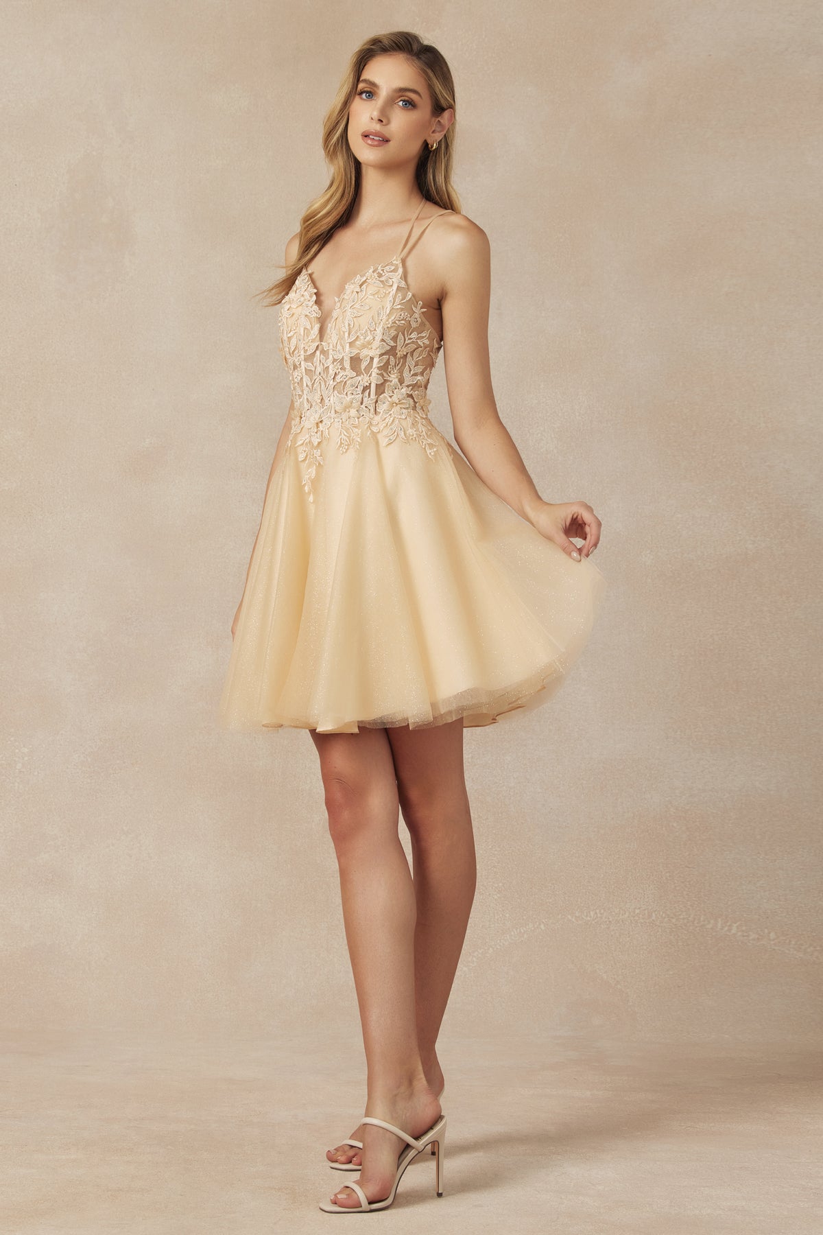 Embroidered Short Glitter Tulle Dress by Juliet 864 - product image 5