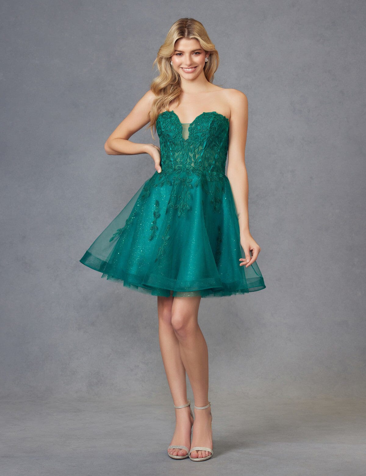 Embroidered Short Sweetheart Tulle Dress by Juliet 909 - product image 5