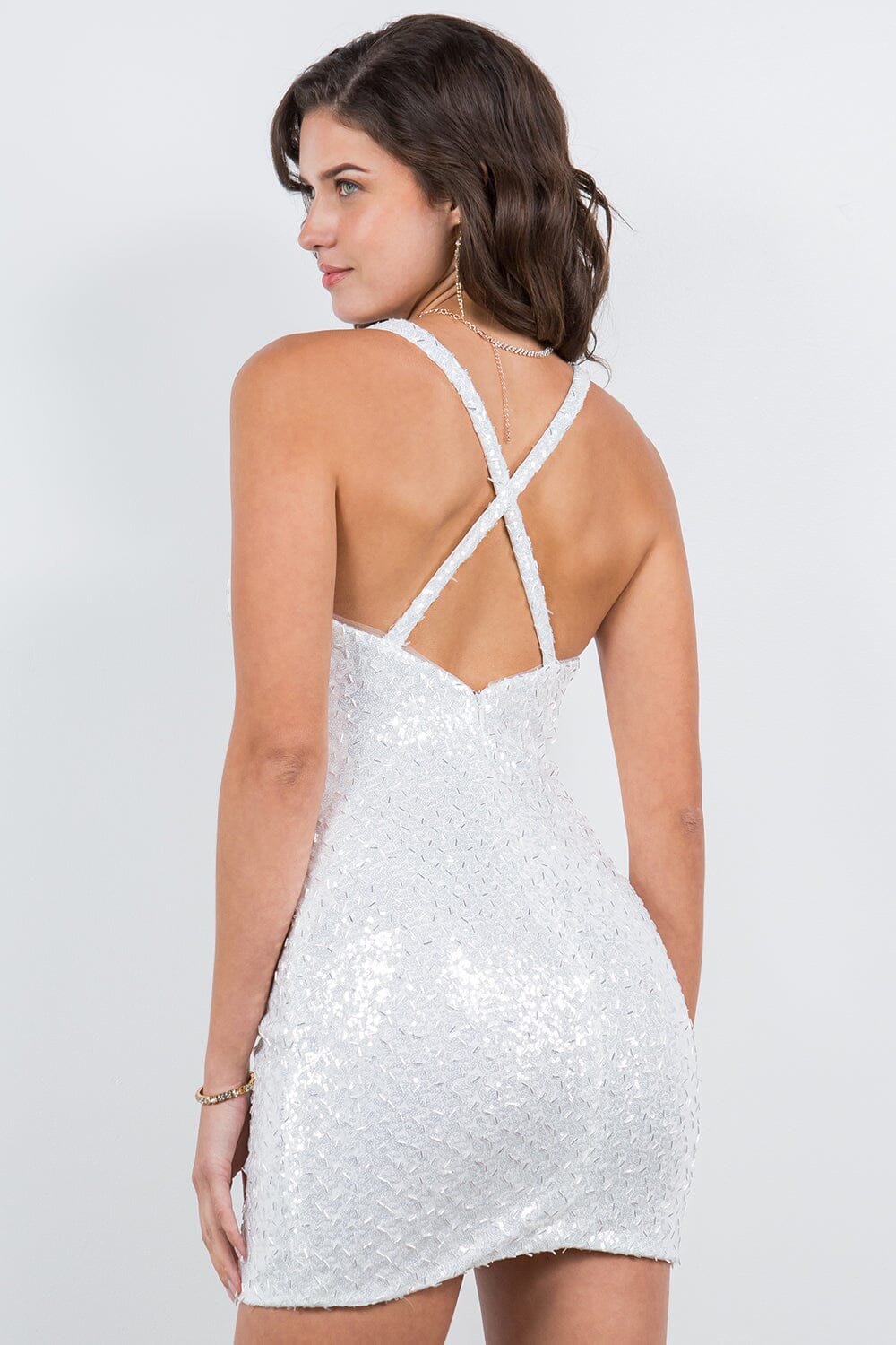 Fitted Short Sequin Sleeveless Dress by Cinderella Couture 8113J - product image 7