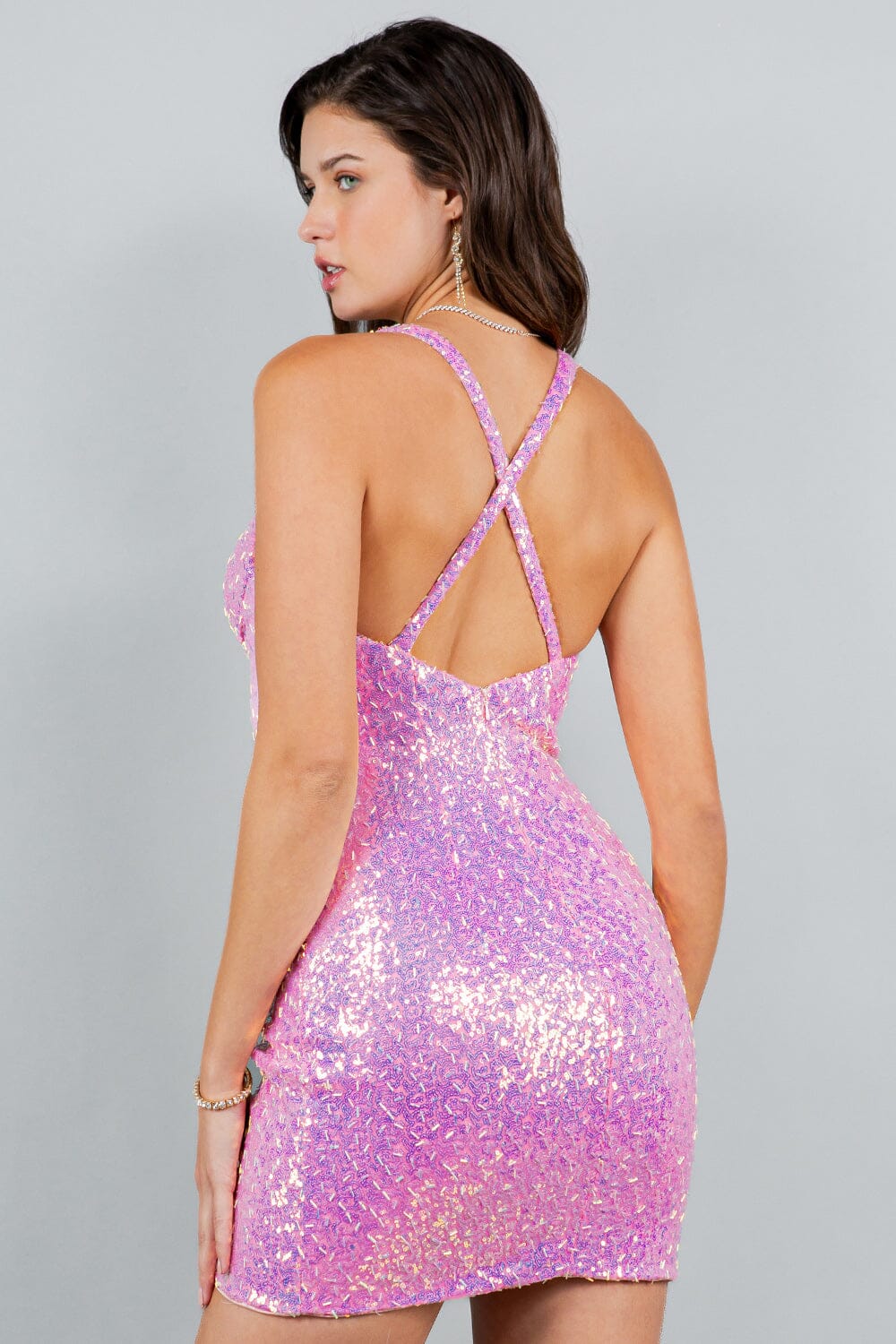 Fitted Short Sequin Sleeveless Dress by Cinderella Couture 8113J - product image 2