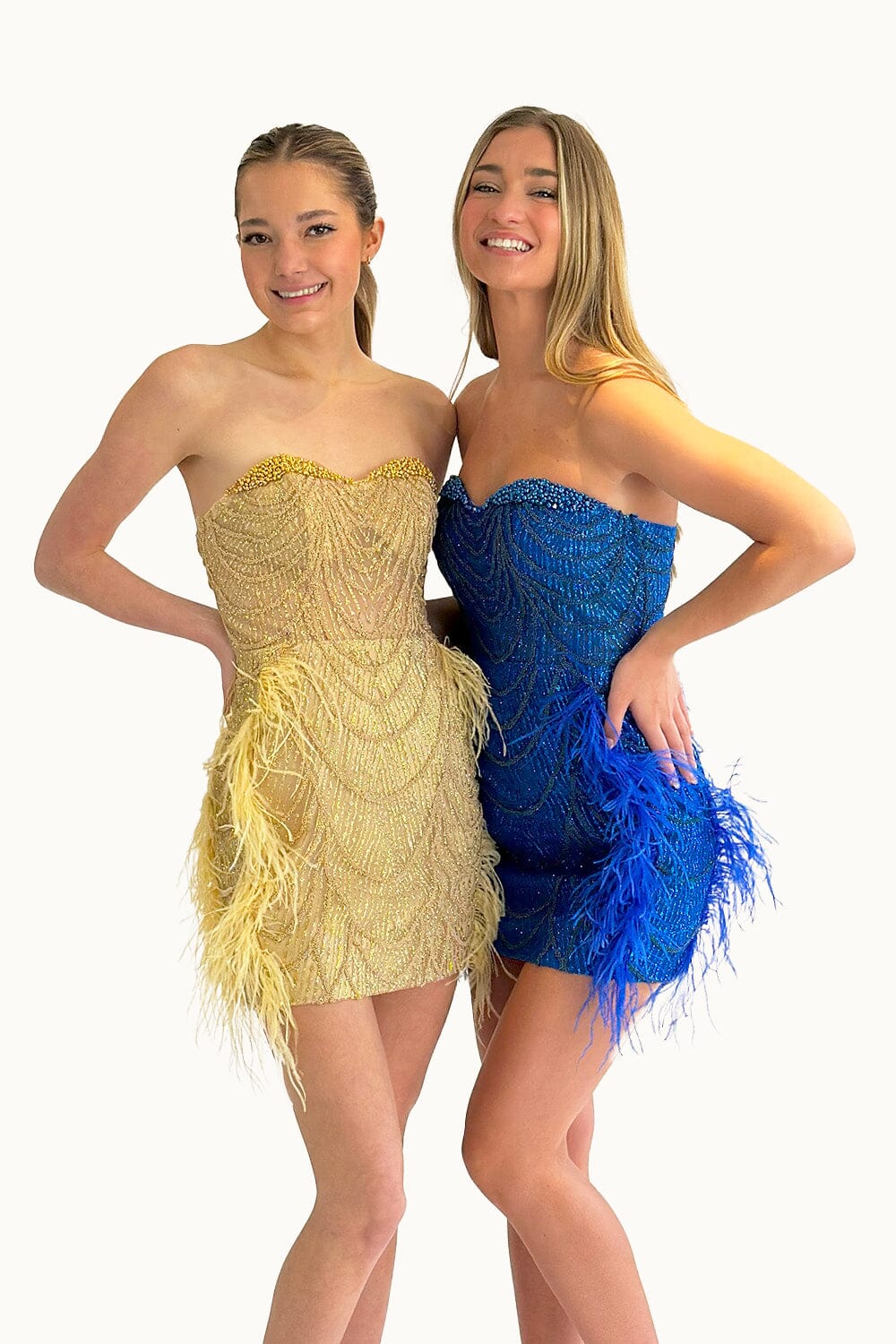 Fitted Short Strapless Feather Dress by Lucci Lu 4217 - product image 1