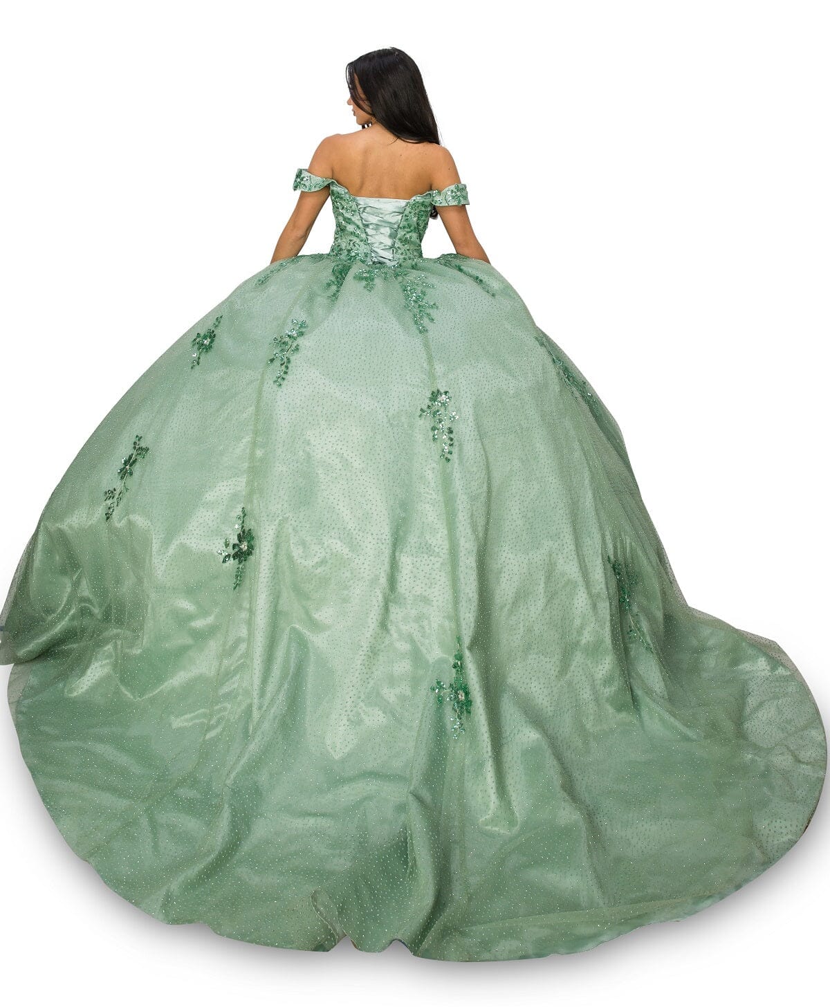 Floral Applique Off Shoulder Ball Gown by Cinderella Couture 8060J - product image 2