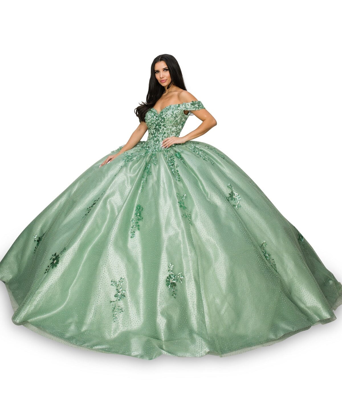 Floral Applique Off Shoulder Ball Gown by Cinderella Couture 8060J - product image 7