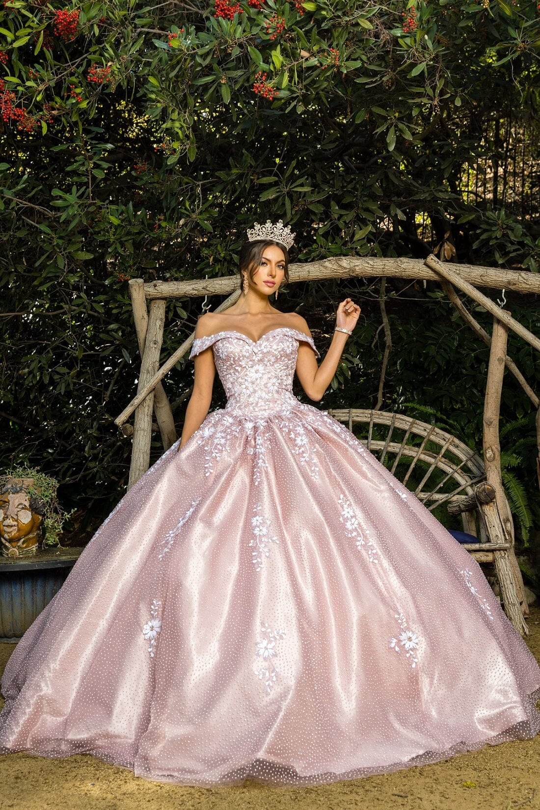Floral Applique Off Shoulder Ball Gown by Cinderella Couture 8060J - product image 4