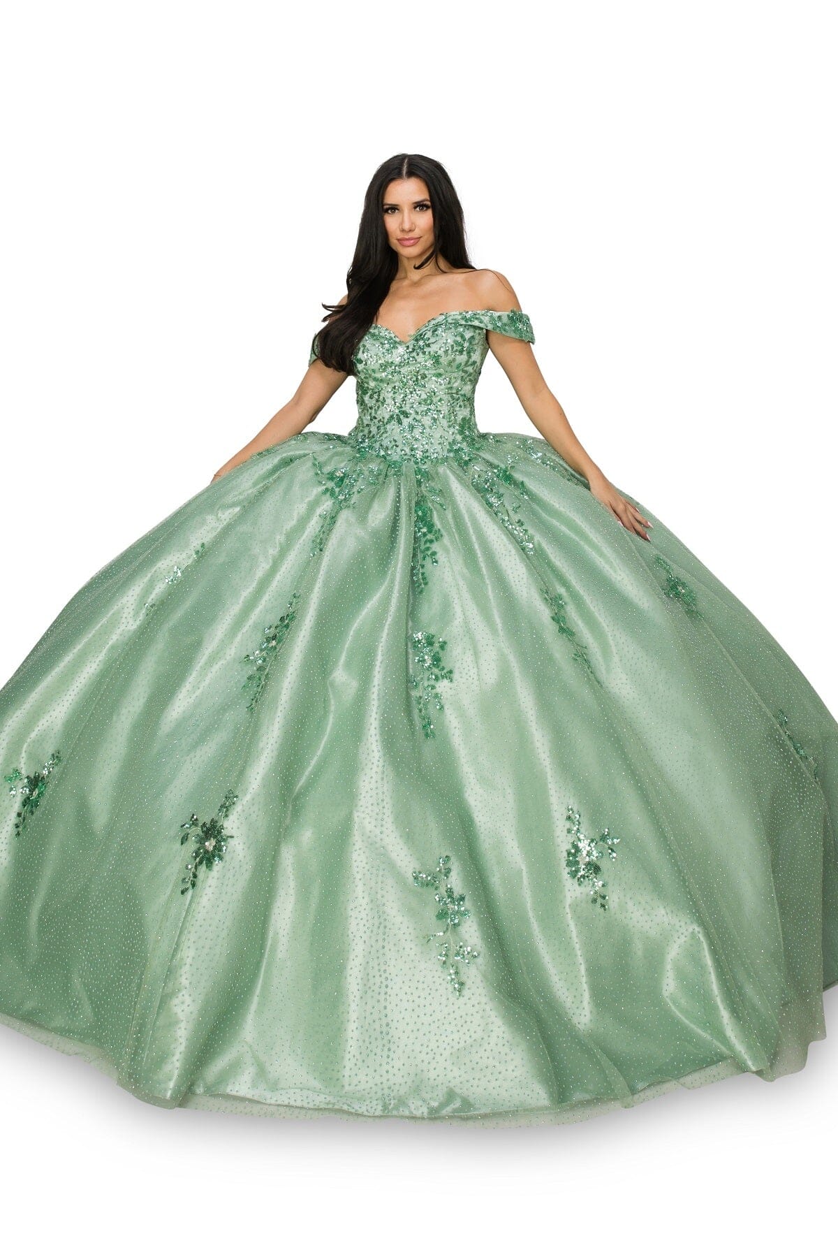 Floral Applique Off Shoulder Ball Gown by Cinderella Couture 8060J - product image 8