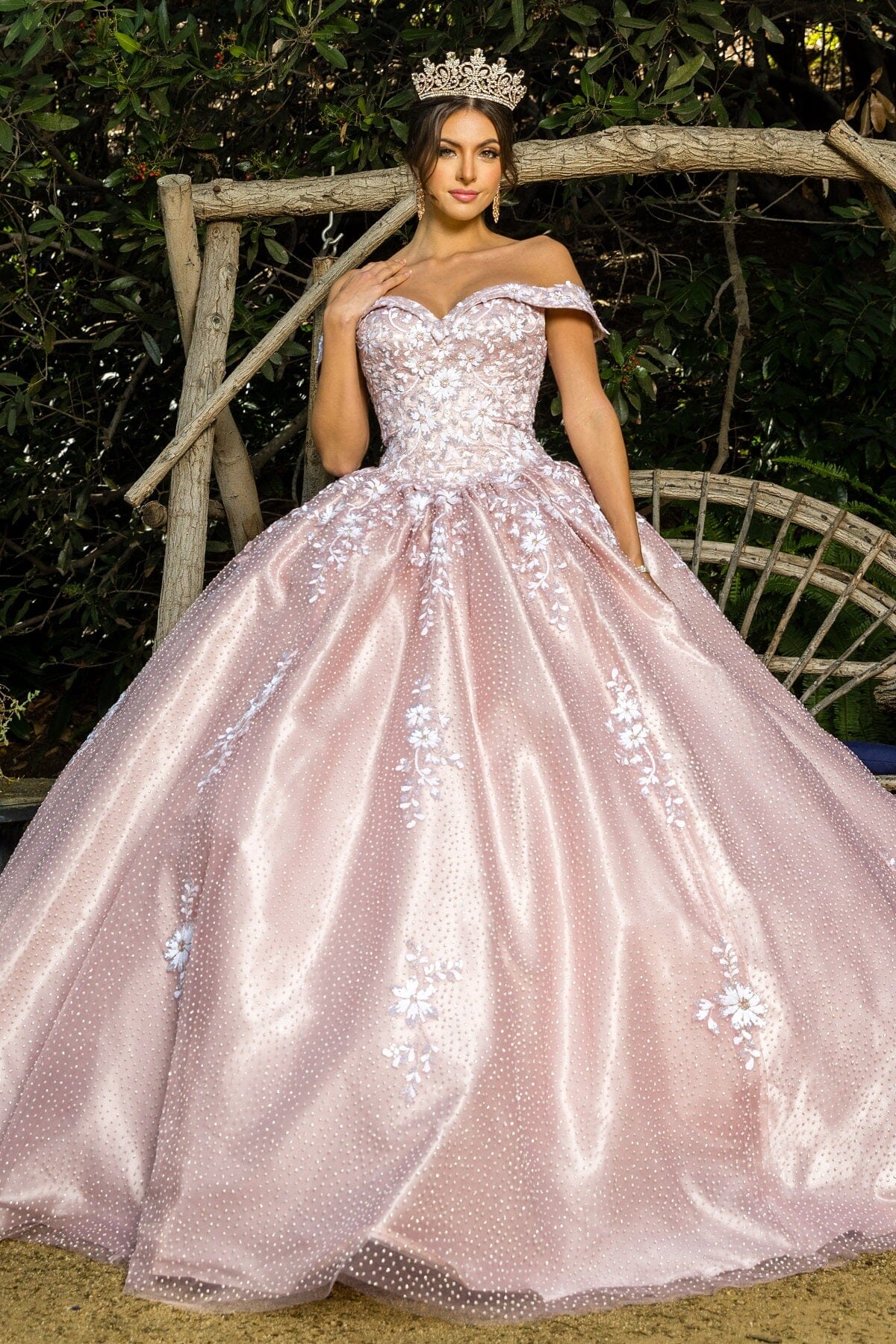 Floral Applique Off Shoulder Ball Gown by Cinderella Couture 8060J - product image 1