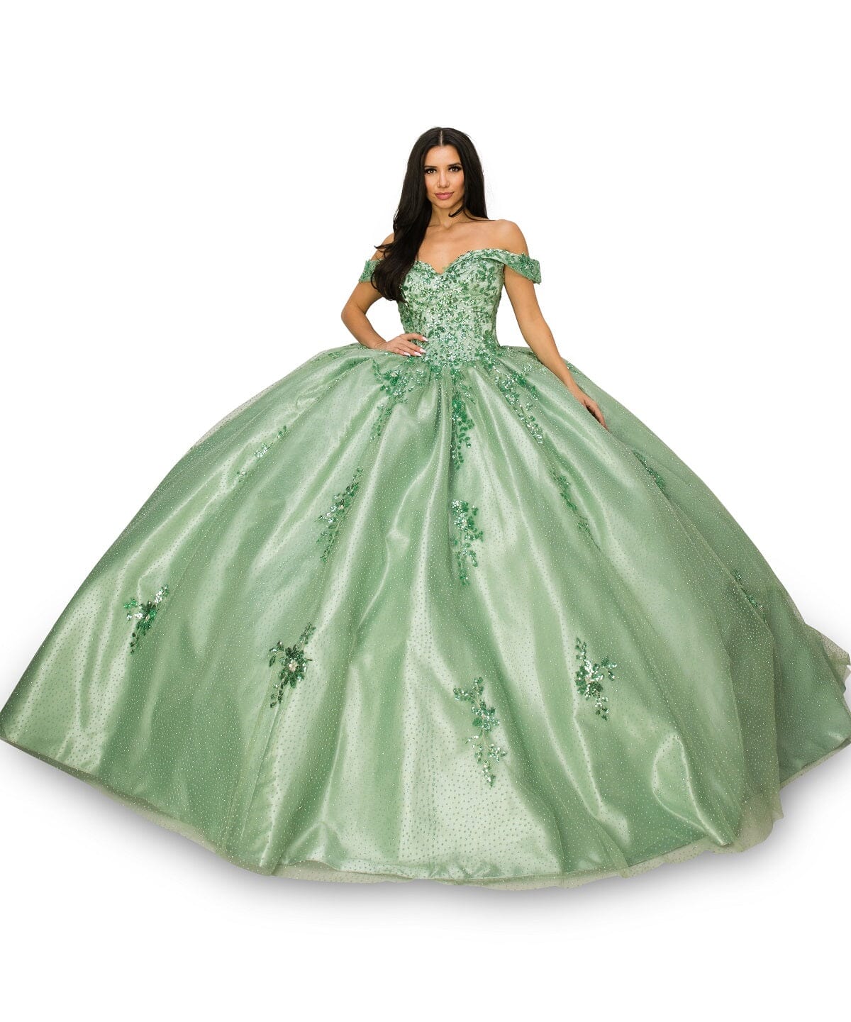 Floral Applique Off Shoulder Ball Gown by Cinderella Couture 8060J - product image 6