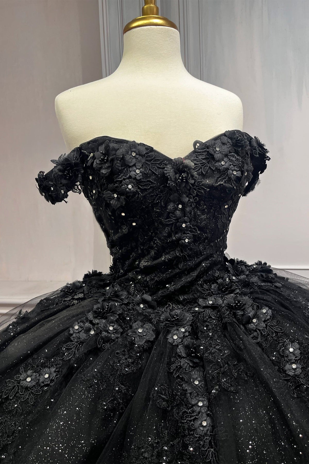 Floral Applique Off Shoulder Ball Gown by Ladivine 15702 - product image 18
