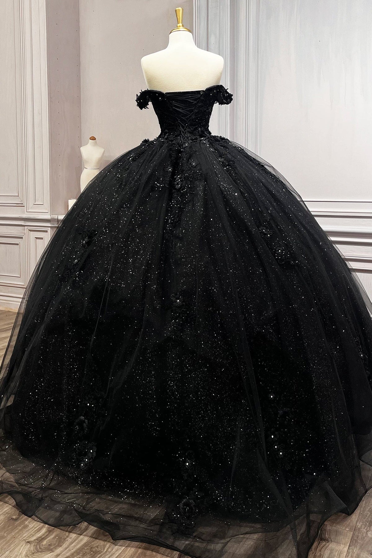Floral Applique Off Shoulder Ball Gown by Ladivine 15702 - product image 17