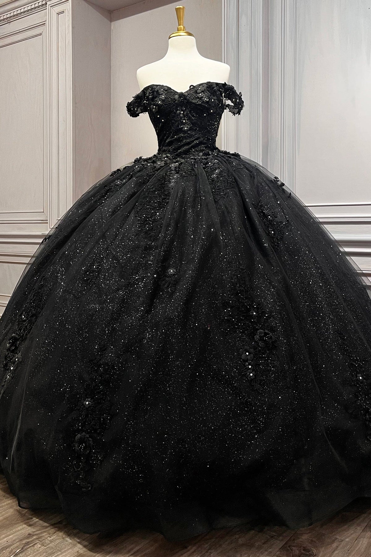 Floral Applique Off Shoulder Ball Gown by Ladivine 15702 - product image 16